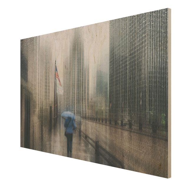 Obrazy z drewna Rainy Chicago