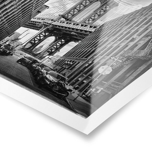 Czarno białe plakaty Most Manhattan w Ameryce