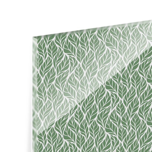 Panel szklany do kuchni - Natural Pattern Large Leaves Zielony