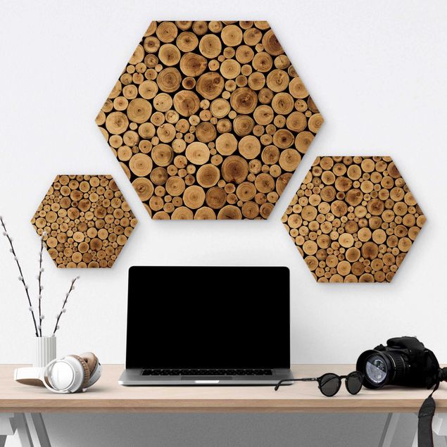 Obraz heksagonalny z drewna - Drewno opałowe dla domu