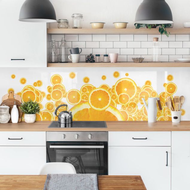 Panele szklane do kuchni Wzór pomarańczowy retro II