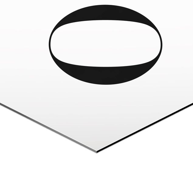 Obraz heksagonalny z Alu-Dibond - Biała litera Szeryf O