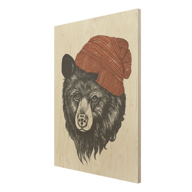 Laura Graves Art obrazy Ilustracja Niedźwiedź z czerwoną czapką Rysunek