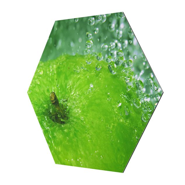 Obraz heksagonalny Zielone jabłko