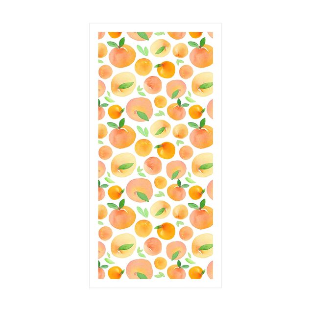 nowoczesny dywan Akwarela Pomarańcze z liśćmi w białej ramce