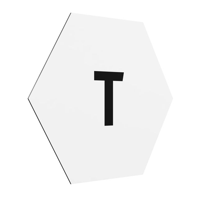 Obraz heksagonalny z Alu-Dibond - Biała litera T