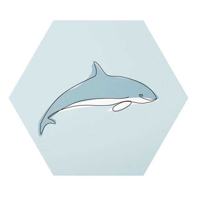 Obraz niebieski Dolphin Line Art