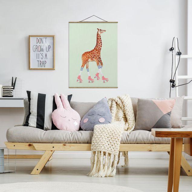 Nowoczesne obrazy do salonu Żyrafa na wrotkach