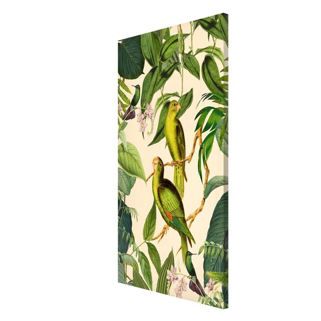 Obrazy nowoczesne Kolaże w stylu vintage - Papugi w dżungli