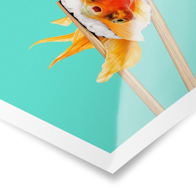 Plakaty ze zwierzętami Sushi z złotą rybką