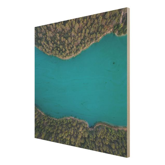 Obrazy na drewnie Widok z góry - Deep Niebieski Lake