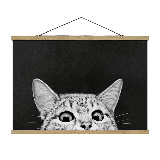 Obrazy nowoczesne Ilustracja kot czarno-biały rysunek