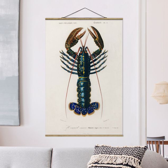 Dekoracja do kuchni Tablica edukacyjna w stylu vintage Niebieski homar