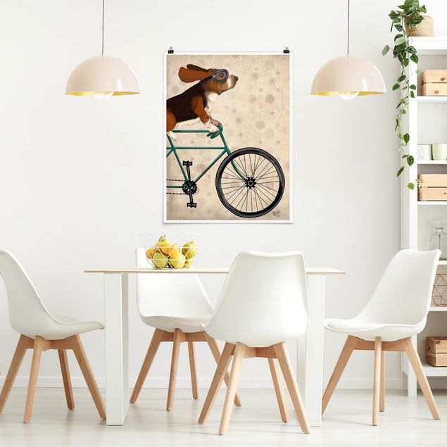 Obrazy do salonu Wycieczka rowerowa - Basset na rowerze
