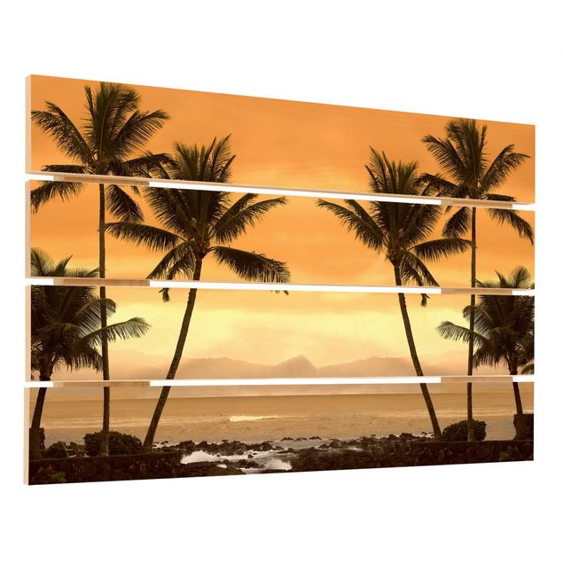 Obraz z drewna - Zachód słońca na Karaibach II