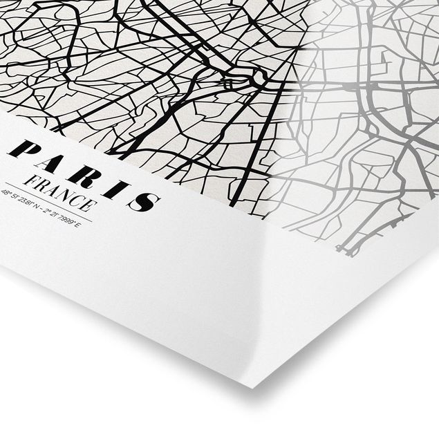 Obrazki czarno białe City Map Paris - Klasyczna