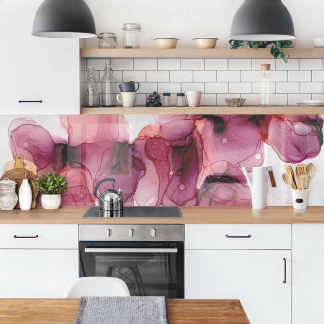Panel ścienny do kuchni - Dzikie kwiaty w kolorze purpury i złota