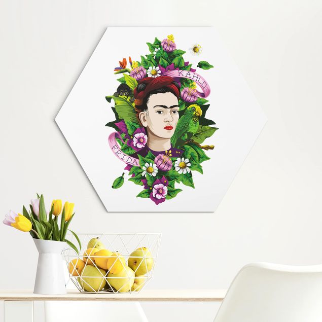 Obrazy do salonu nowoczesne Frida Kahlo - Frida, małpa i papuga