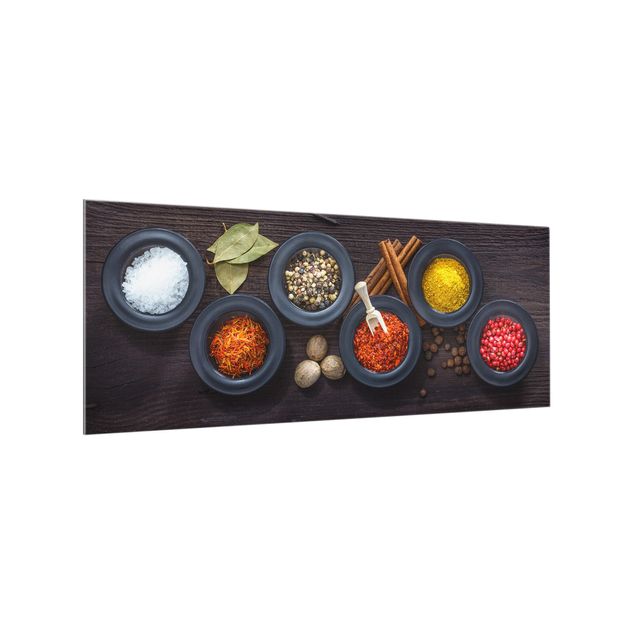 Panele szklane do kuchni Black Bowls with Spices