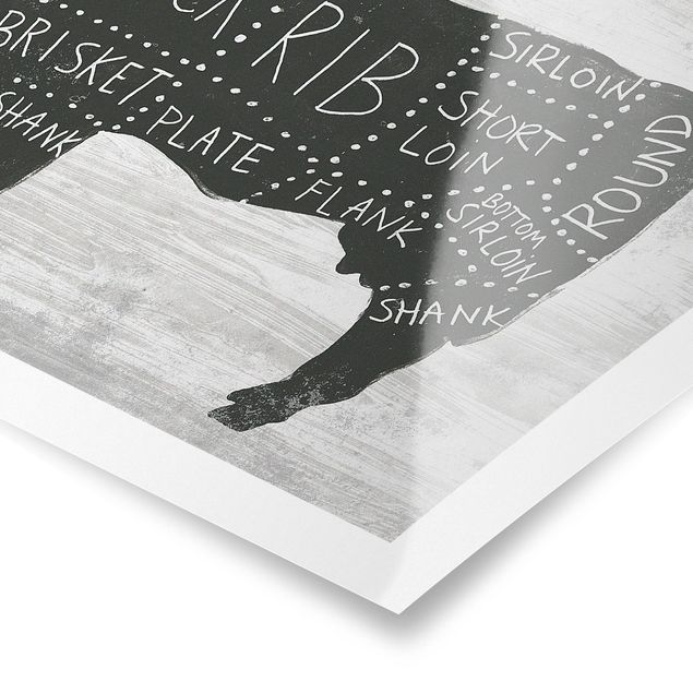 Czarno białe plakaty Płyta ekspozycyjna rzeźnika - wołowina