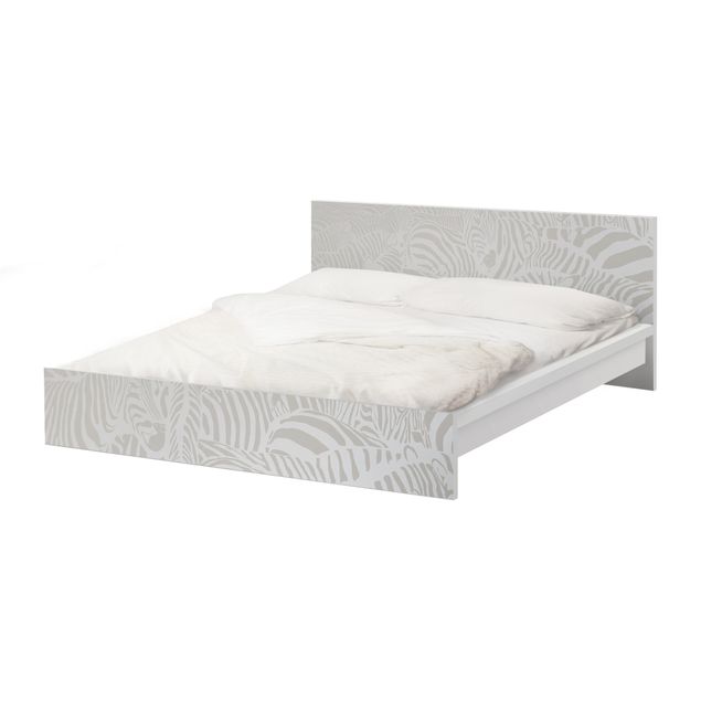 Okleina meblowa IKEA - Malm łóżko 180x200cm - Nr DS4 Zebra Stripe Jasnoszary