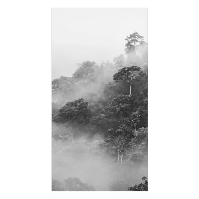 Tylna ścianka prysznicowa - Foggy Jungle Black And White