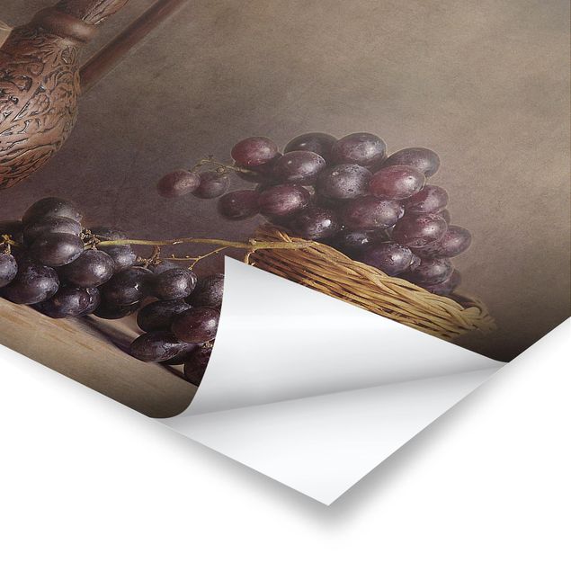 Plakat - Nieruchome życie z winogronami
