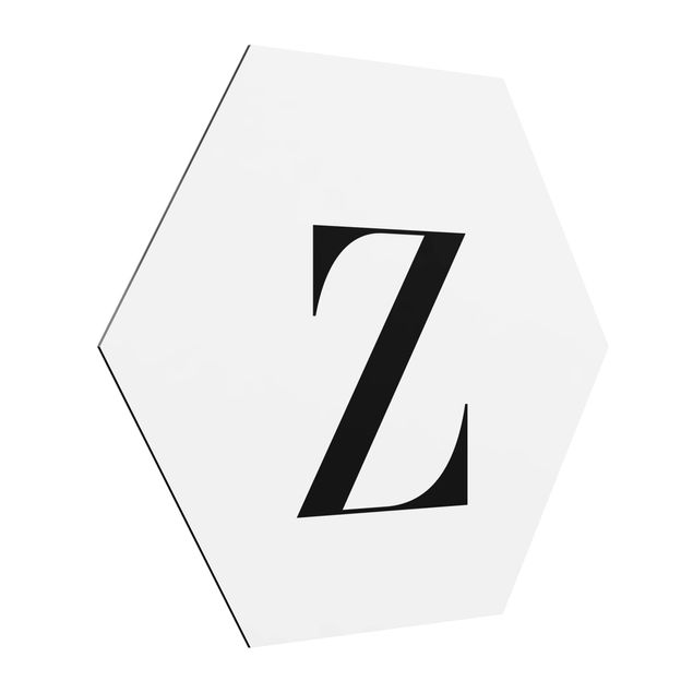 Obraz heksagonalny z Alu-Dibond - Biała litera Szeryf Z