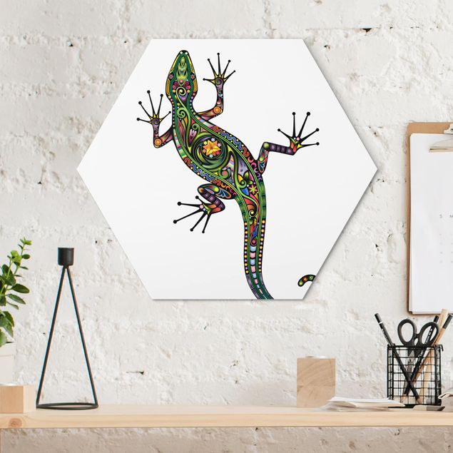 Nowoczesne obrazy do salonu Wzór gekona