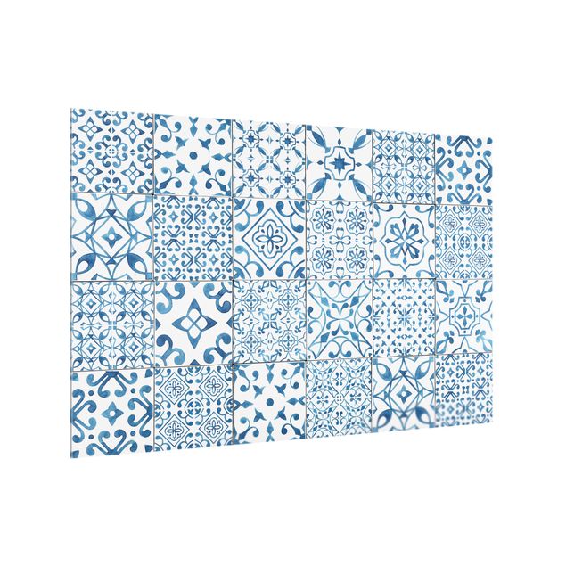 Panel szklany do kuchni - Przykładowe płytki niebiesko-biały