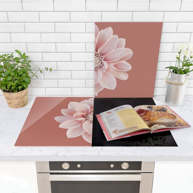 Szklana płyta ochronna na kuchenkę - Dahlia Beigerot różowa