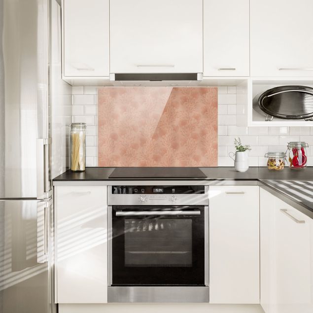 Panel szklany do kuchni Tender Twigs w kolorze różowego złota