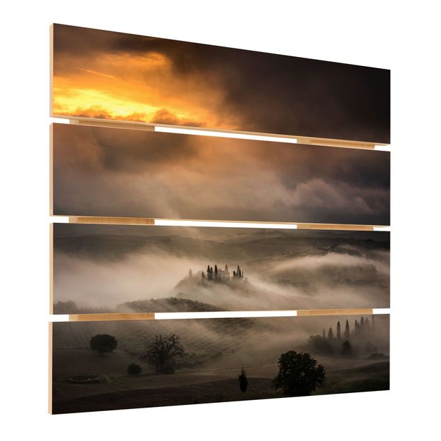 Obraz z drewna - Fale mgły