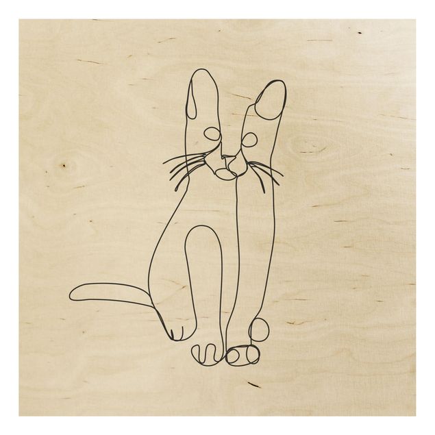 Obrazy na drewnie Line Art kota