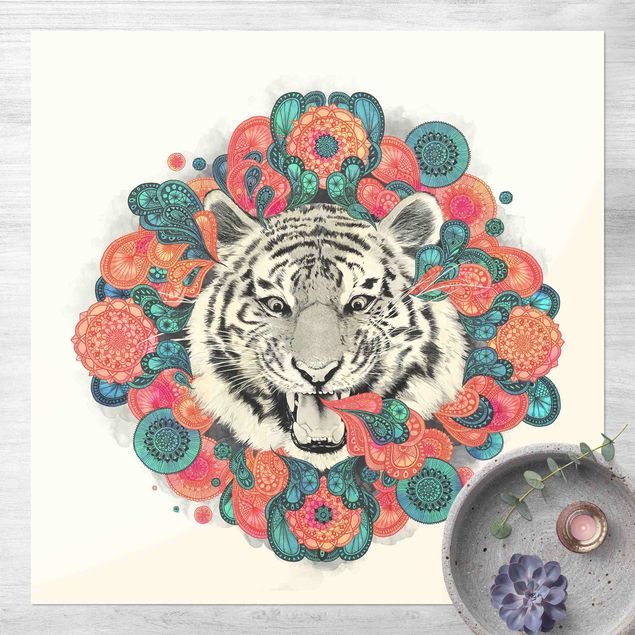 dywany zewnętrzne tarasowe Ilustracja tygrysa Rysunek mandala paisley