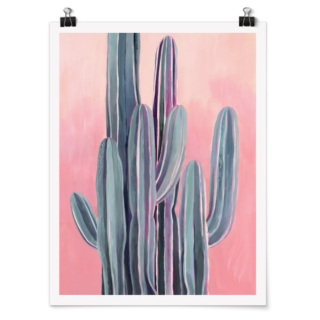 Turkusowy obraz Kaktus na różowo II