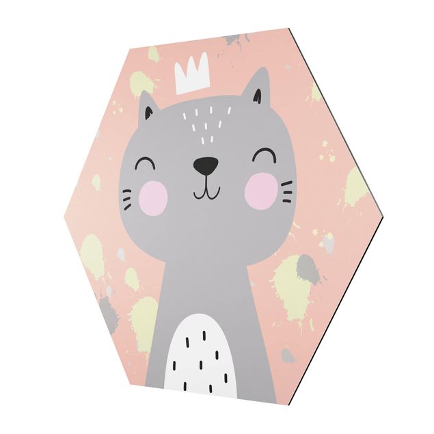 Obraz heksagonalny z Alu-Dibond - Freaky Cat