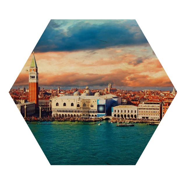 Obraz heksagonalny z drewna - Venezia Eve
