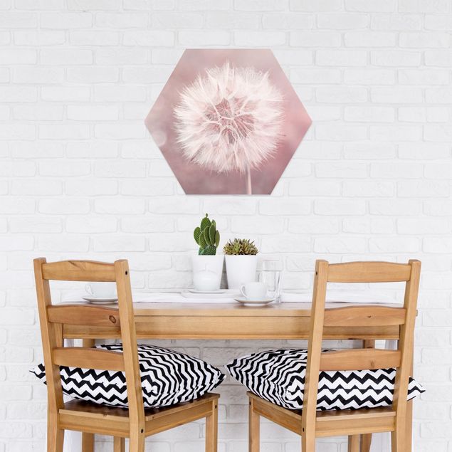 Nowoczesne obrazy do salonu dandelion bokeh różowy