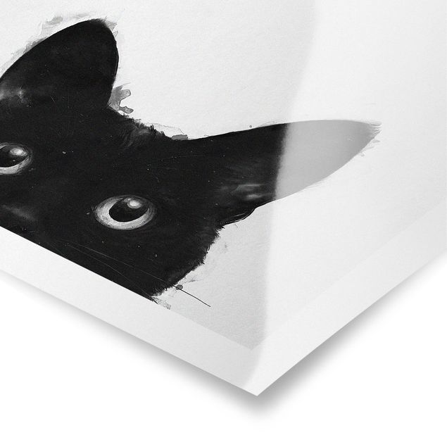 Obrazki czarno białe Ilustracja czarnego kota na białym obrazie