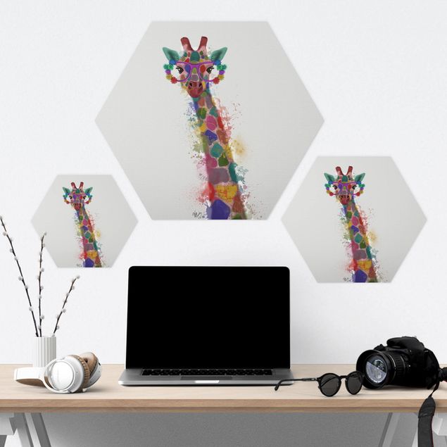 Obraz heksagonalny z Forex - Rainbow Splash Żyrafa
