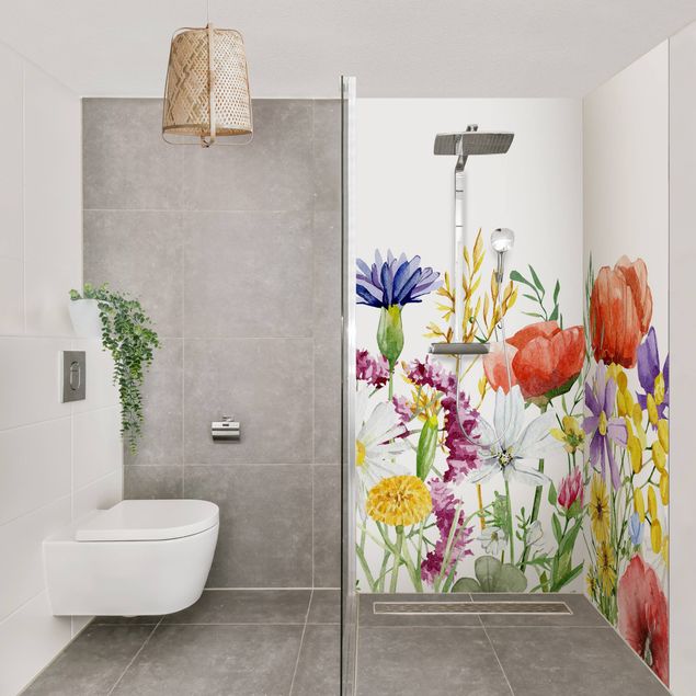 Tylna ścianka prysznicowa - Watercolour Flowers