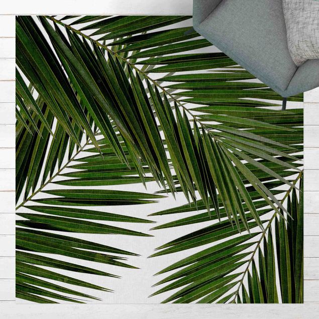 dywany zewnętrzne tarasowe Widok przez zielone liście palmy