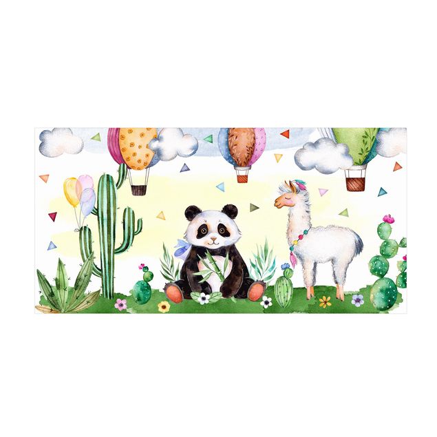 dywan nowoczesny Panda i lama Akwarela