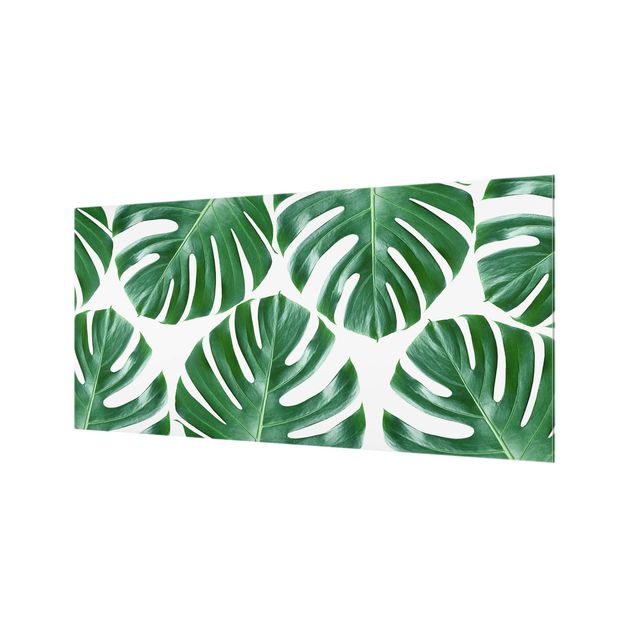 Panel szklany do kuchni - Tropikalna Monstera o zielonych liściach
