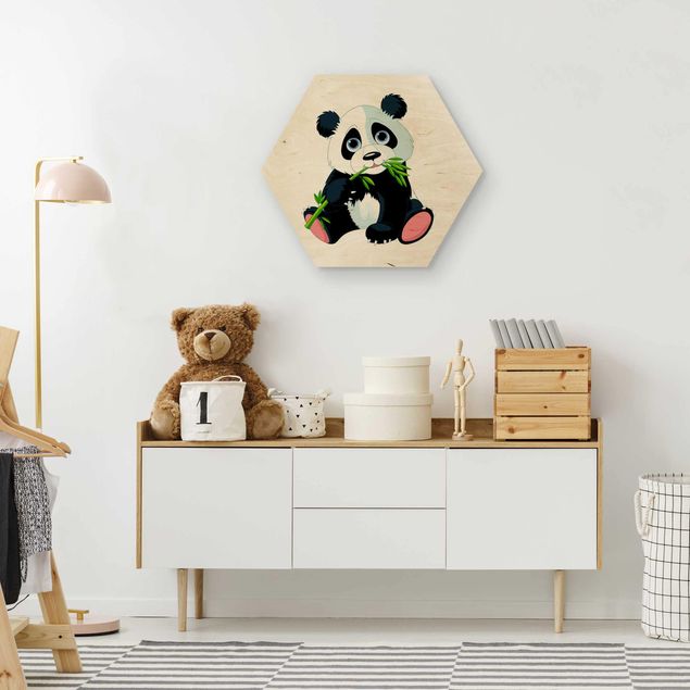 Obrazy na drewnie Snacking Panda