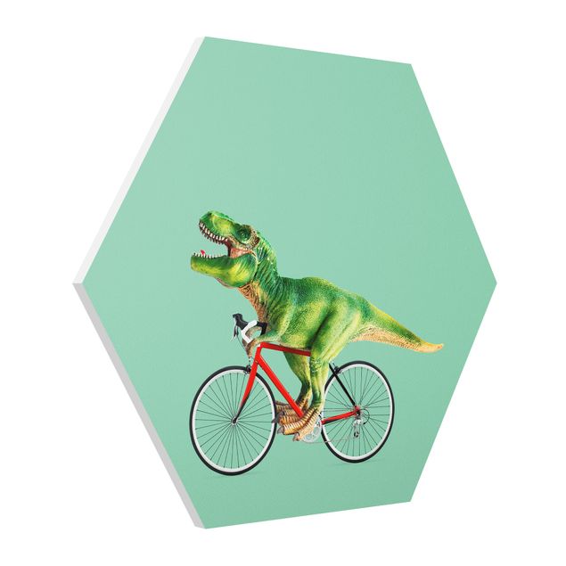 Obrazy nowoczesny Dinozaur z rowerem