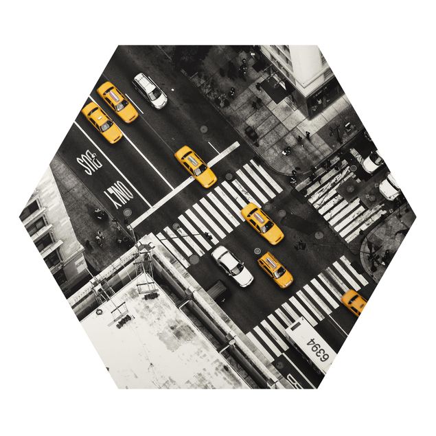 Obraz heksagonalny z Alu-Dibond - Taksówki w Nowym Jorku