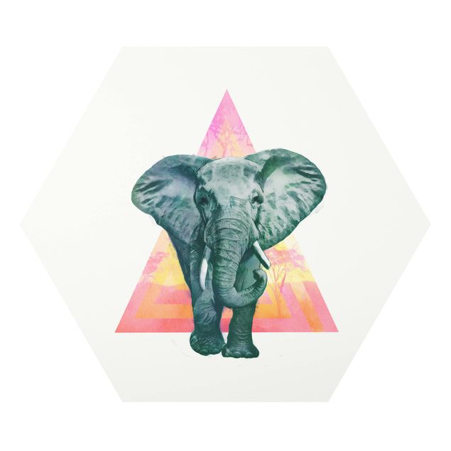 Słoń obraz Ilustracja przedstawiająca słonia na tle trójkątnego obrazu