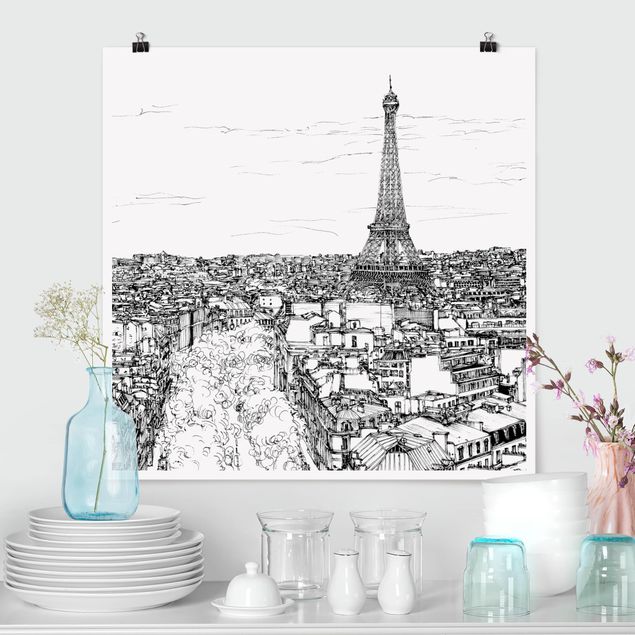 Obrazy do salonu nowoczesne Studium miasta - Paryż